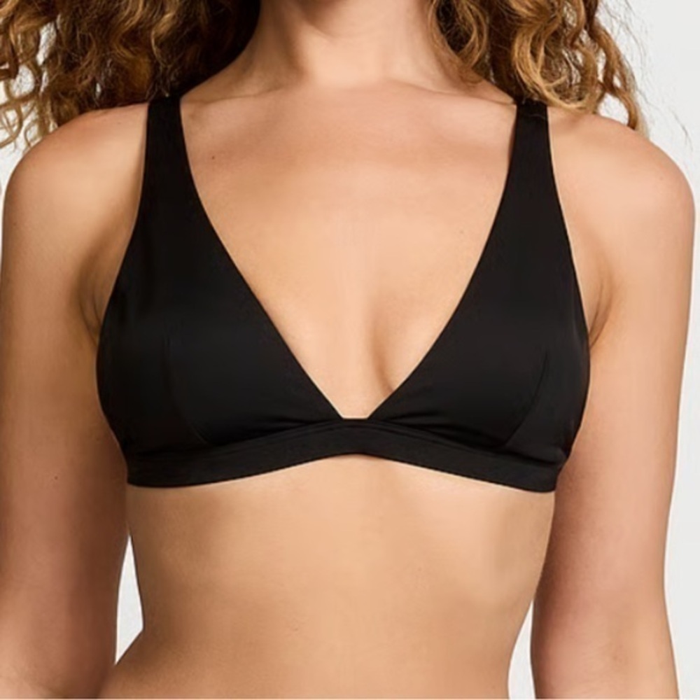 VICTORIA'S SECRET SWIM Women’s Essential Plunge Bikini Top Black Large